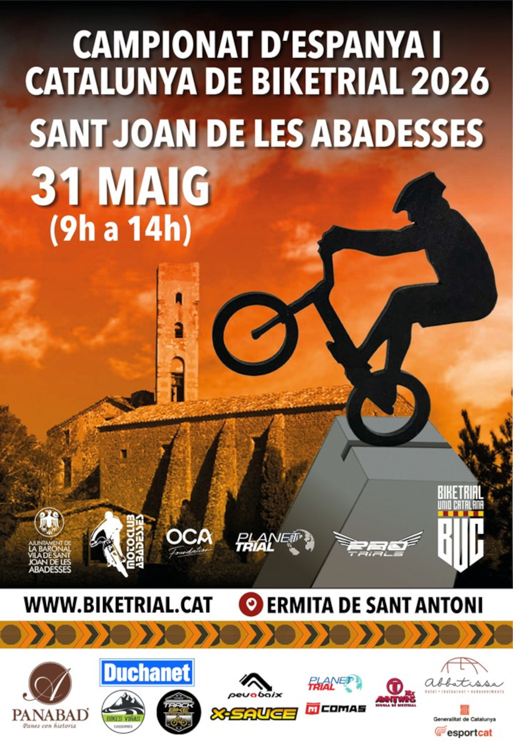 Poster de 3a Prova Campionat de Catalunya-España de BikeTrial 2026 St Joan de les Abadesses