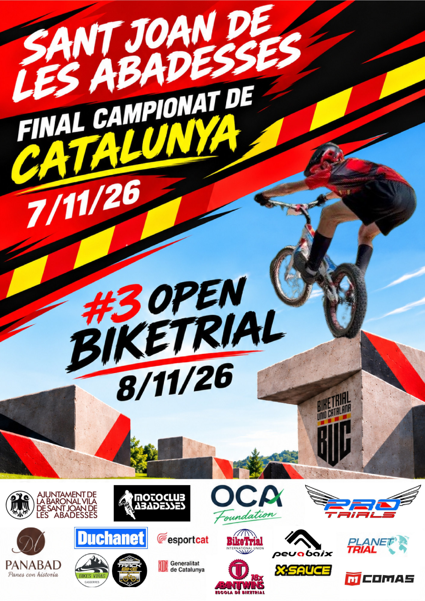 Poster de 3a Prova Open BikeTrial 2026: Sant Joan de les Abadesses. 